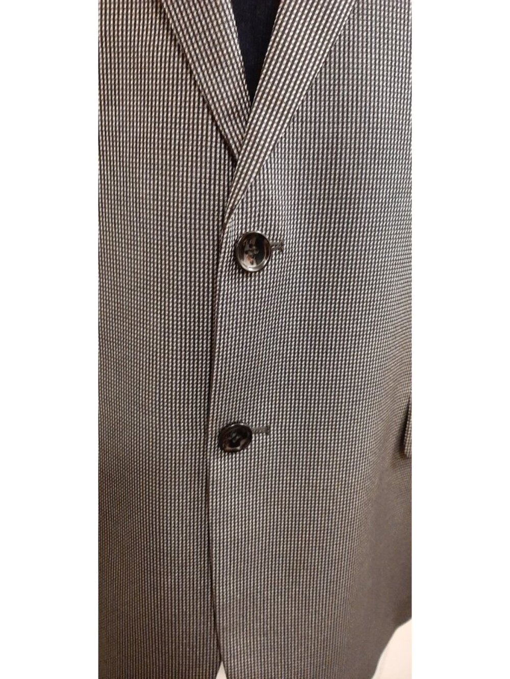 I Italian Soft Mens Suit Jacket 48R Black & Gray Pinpoint Pattern - Picture 4 of 13